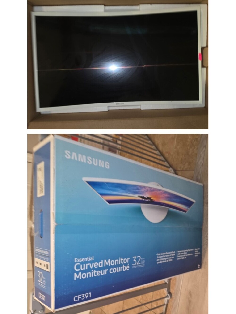 SAMSUNG WHITE CURVED 32" MONITOR -CRACKED SCREEN - FOR PARTS ONLY - C32F391FWN